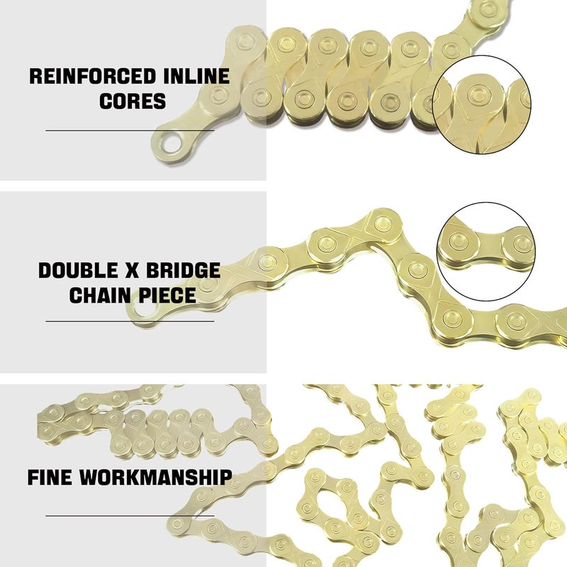RainFlowwer 6/7/8/9/10/11/12 Speed Bike Chain – High-Strength, Durable & Smooth-Shifting for Road/Mountain Bikes (Gold-12-Speed) - Image 4